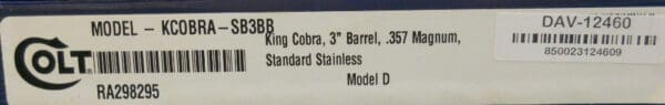 COLT KING COBRA 3″ ENGRAVED COLT COBRA KING - Image 6